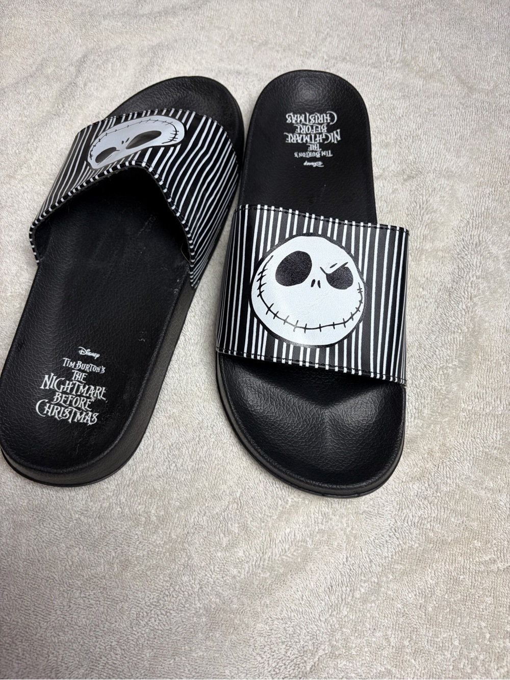 Disney Black & White Jack Skellington Slide Sandals for Kids